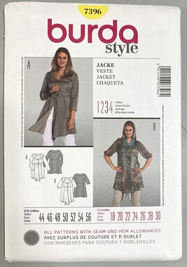 Burda Style 7396 Women's Summer Jacket and Blouse Pattern Plus Sz 18-30 UNCUT